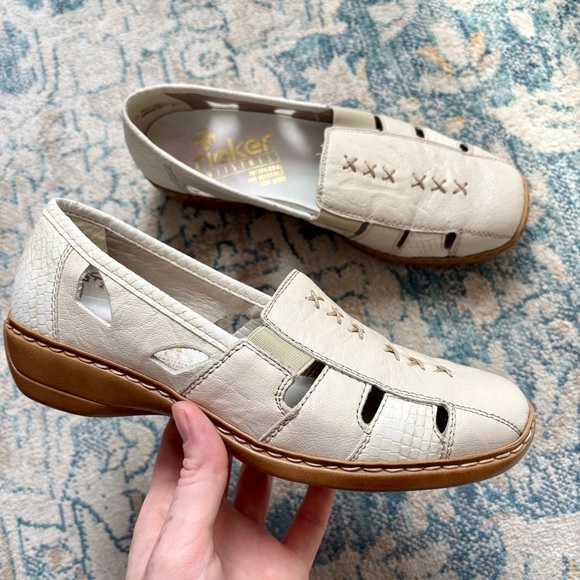 Rieker Massa Cream AntiStress Shoes EU 36 US Sz 5 Reptile Print Leather Comfort - Picture 1 of 7